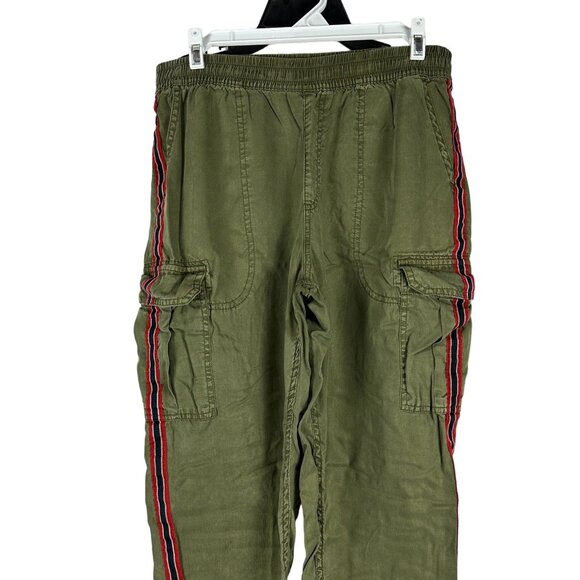 So Green Cargo Jogger Pants Stripe Detail Size Medium Elastic Waist 100% Tencel - Picture 3 of 7